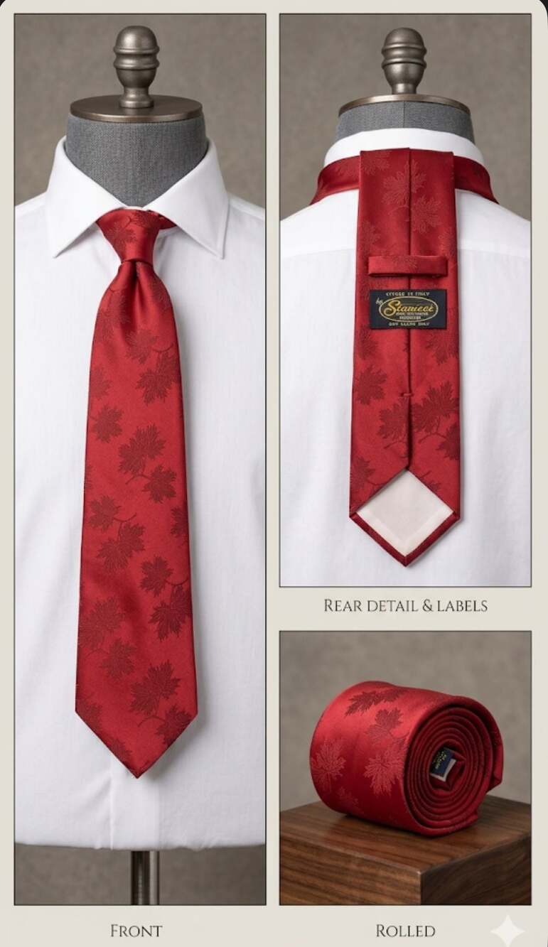 Stanieci Red Maple Leaf Pattern Necktie